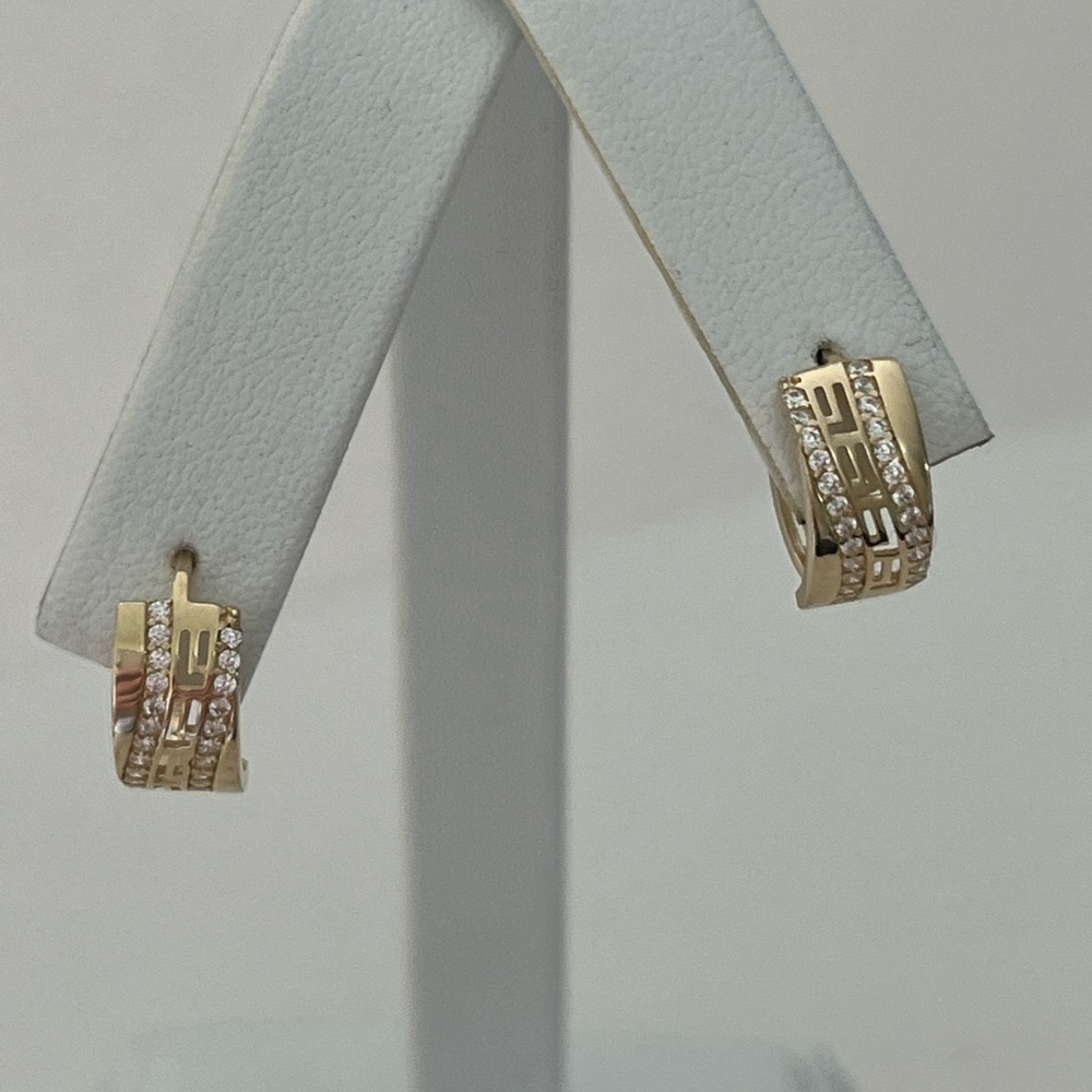 14k yellow gold hoop earrings Cz